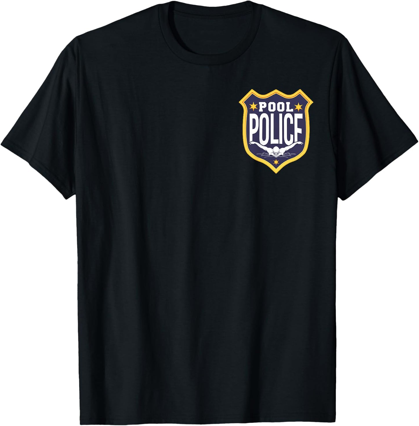 Swimming Swimmer Swim Pool Police Coach Dad Badge T-Shirt - T-Shirt | Black