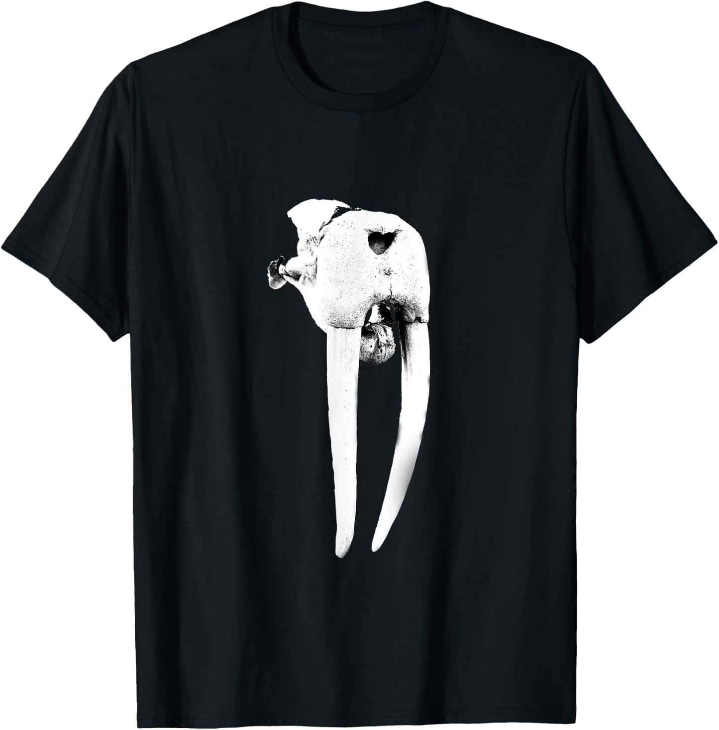Fossilized Walrus Skull Tusk T-Shirt - T-Shirt | Black