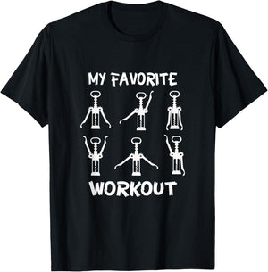 Funny Workout Wine Opener Corkscrew Wine Lover T-Shirt - T-Shirt | Black
