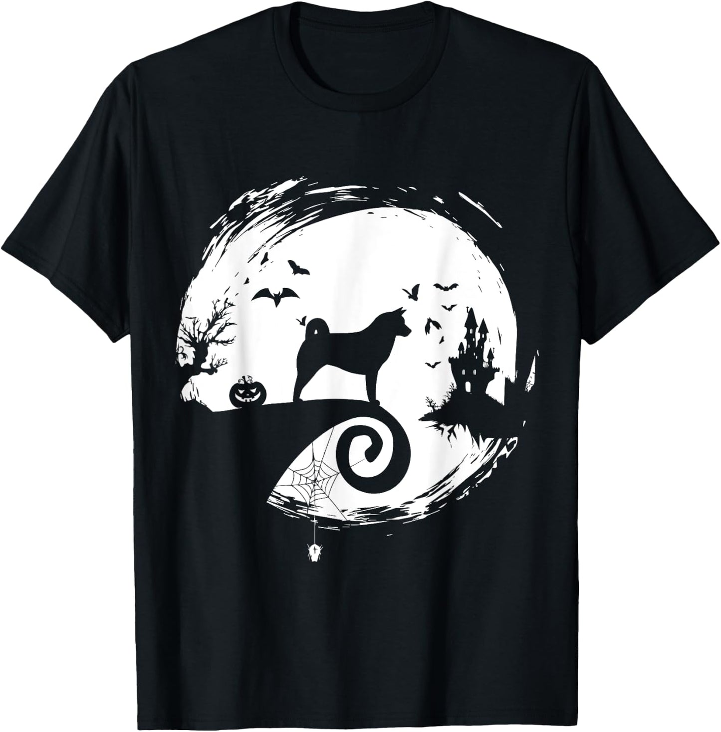 Shiba Inu Halloween Costume Moon Silhouette Horror T-Shirt - T-Shirt | Black