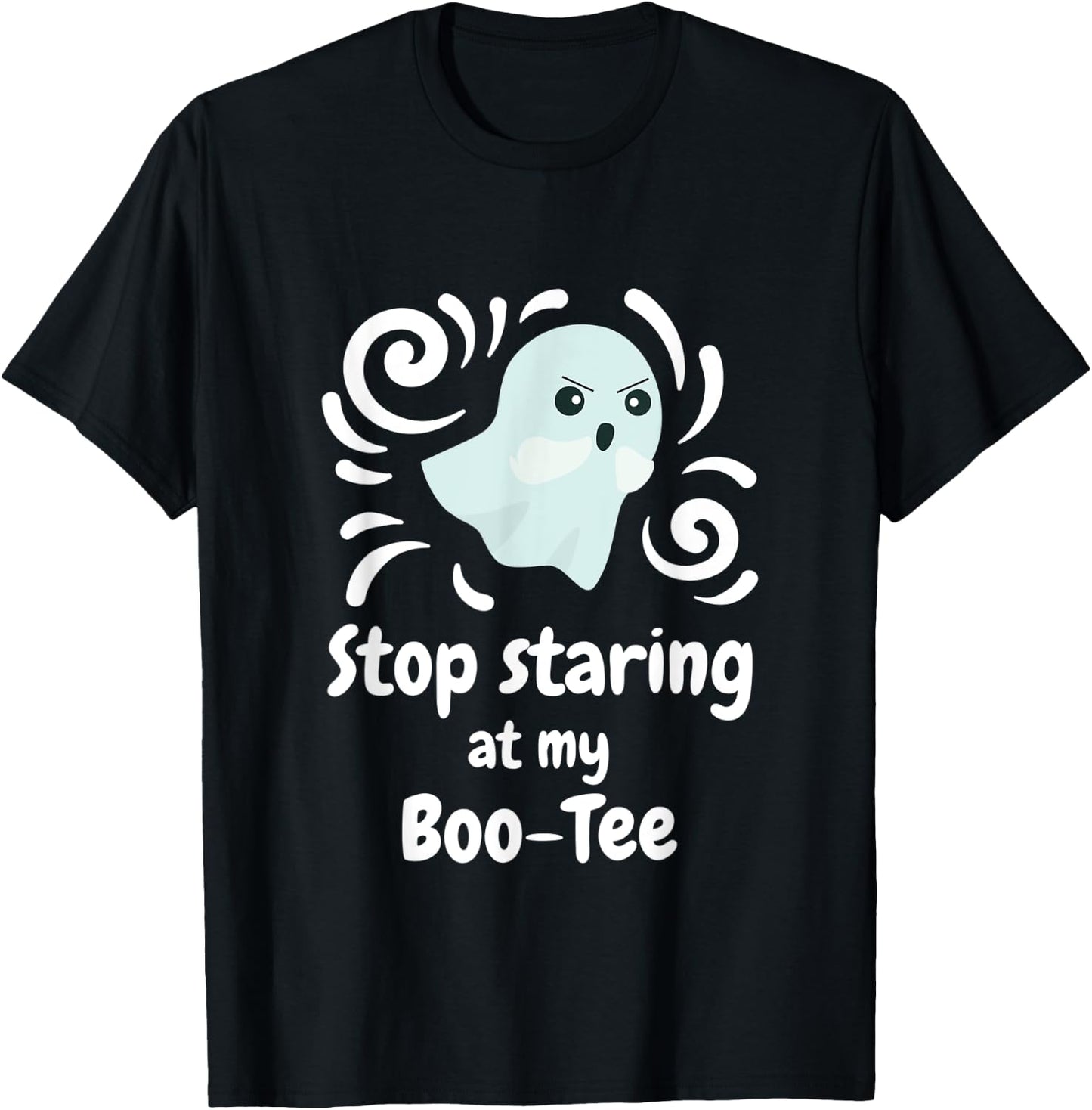 Cute Upset Angry Ghost Stop Staring At My Boo- Gift T-Shirt - T-Shirt | Black