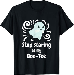 Cute Upset Angry Ghost Stop Staring At My Boo- Gift T-Shirt - T-Shirt | Black