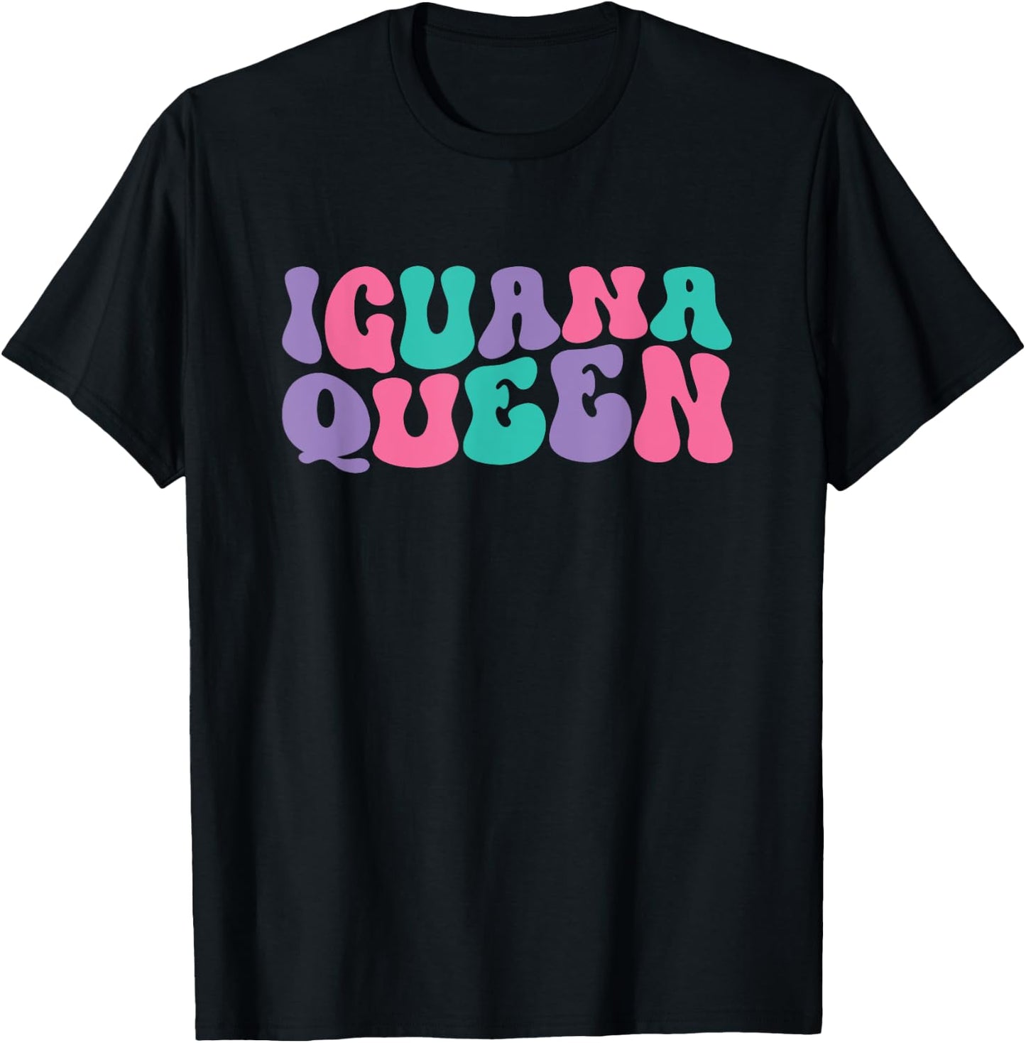 Iguana Queen Iguanas Retro Vintage Wavy Groovy T-Shirt - T-Shirt | Black
