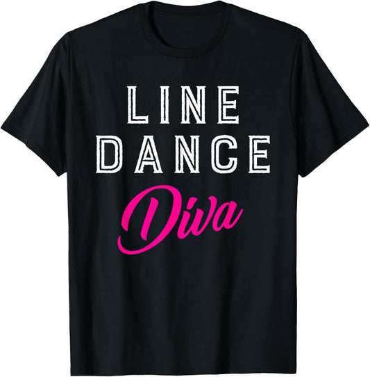 Cowgirl Women Girls Gift Line Dance Diva Line Dance T-Shirt - T-Shirt | Black