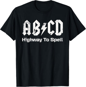 Boys Girls Teachers - Funny ABCD Highway To Spell Vintage T-Shirt - T-Shirt | Black