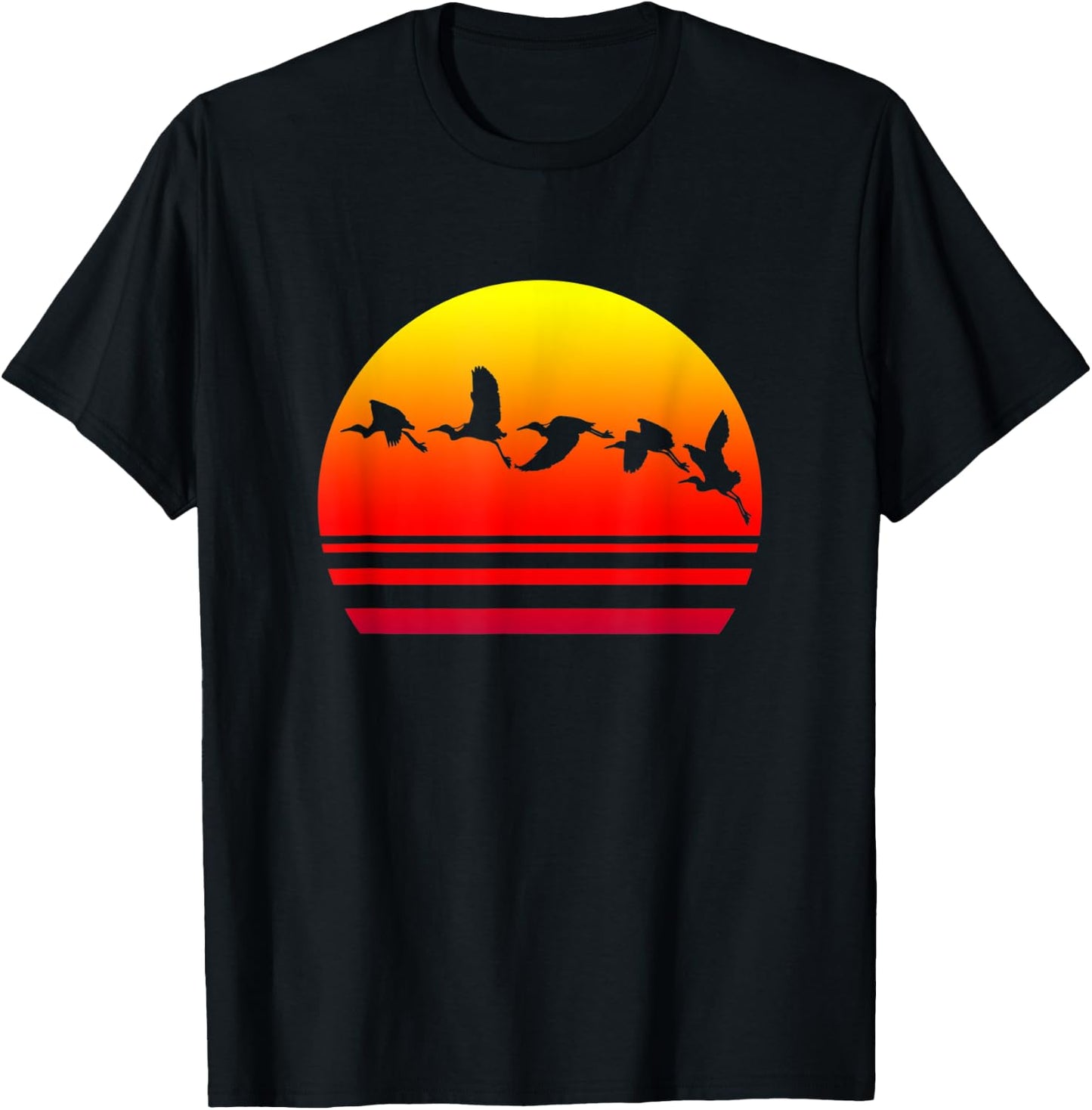Cranes in the Sunset, Wetlands T-Shirt - T-Shirt | Black