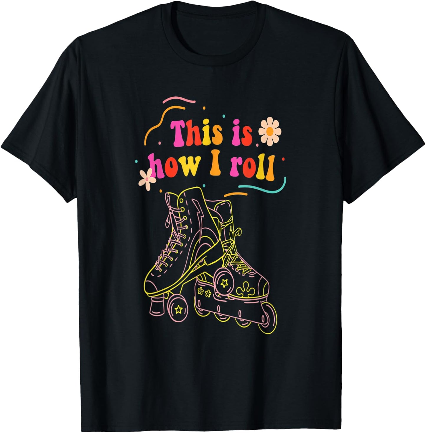 Vintage Rollerblading Inline Skates This Is How I Roll Retro T-Shirt - T-Shirt | Black