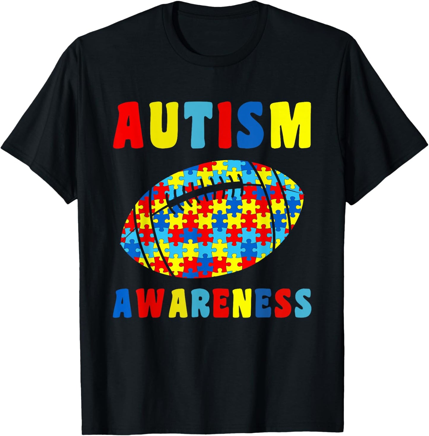 Love Football Puzzles Autism Awareness Kids Boys Girls T-Shirt - T-Shirt | Black