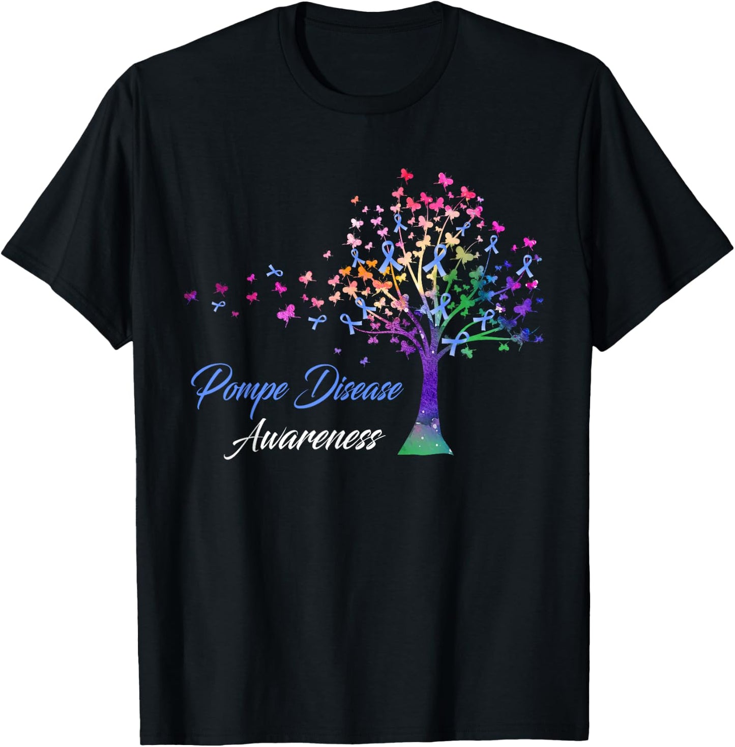Tree Ribbon Pompe Disease Awareness T-Shirt - T-Shirt | Black
