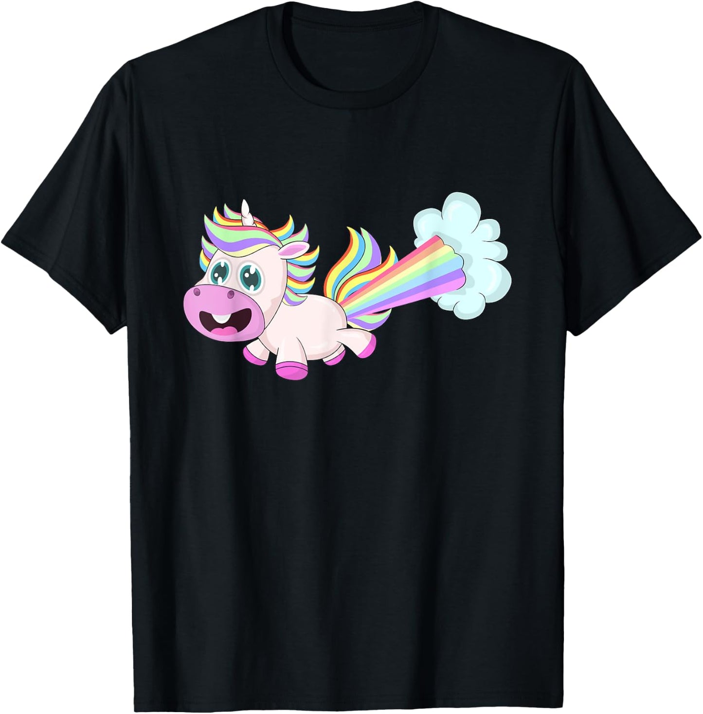 Unicorn Farting a Rainbow T-Shirt - T-Shirt | Black