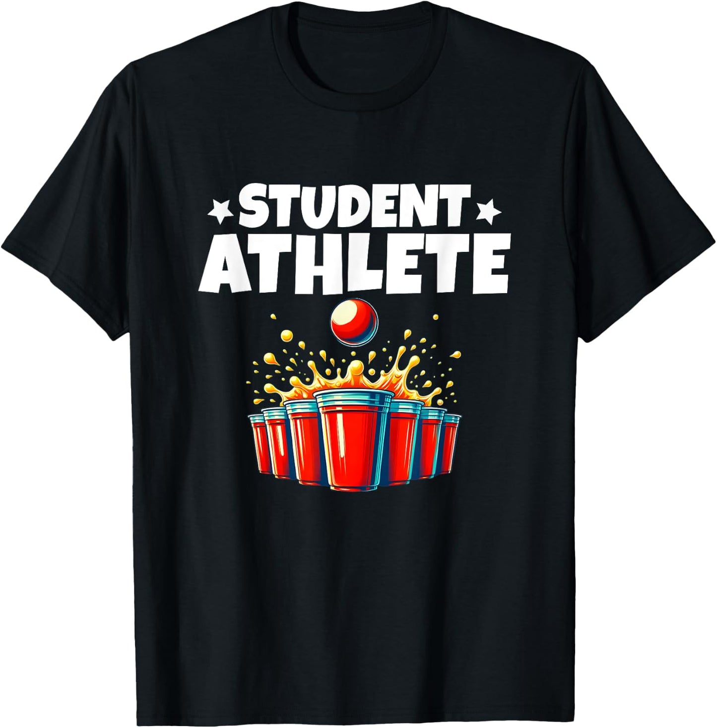 Drinking Party Beer Pong Student College Athlete T-Shirt - T-Shirt | Black