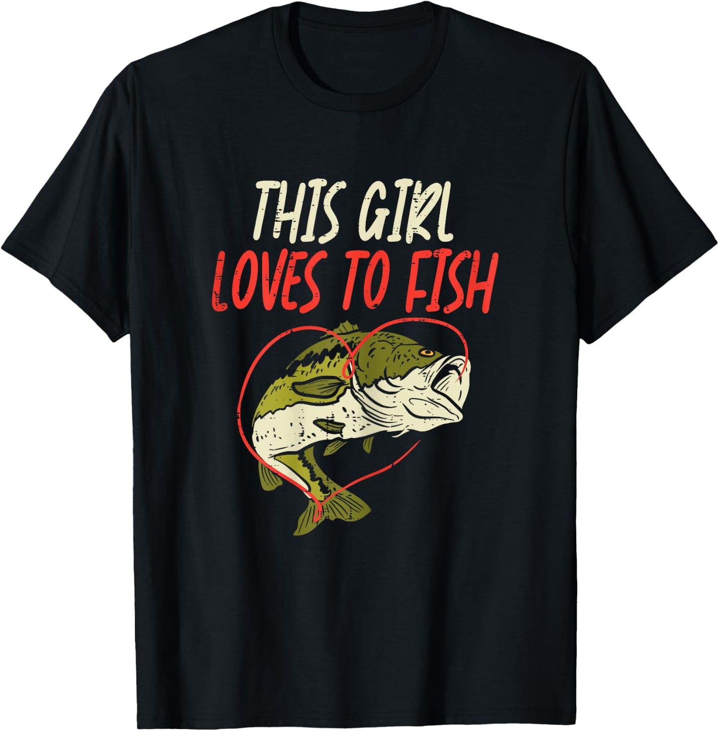 This Girl Loves To Fish Bass Fishing Family Matching Gift T-Shirt - T-Shirt | Black