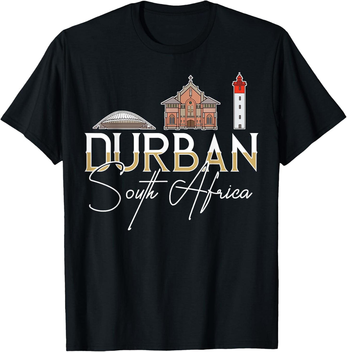 Durban South Africa City Skyline Map Travel T-Shirt - T-Shirt | Black