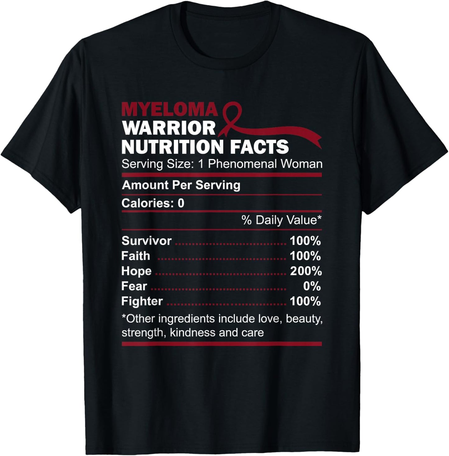 Myeloma Warrior Nutritional Values for Multiple Myeloma Sensitization T-Shirt - T-Shirt | Black