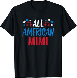 All American Mimi Grandma 4th July Matching Family Patriot T-Shirt - T-Shirt | Black