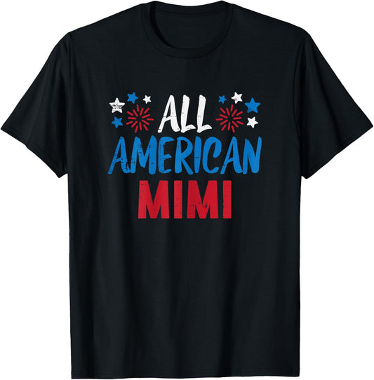 All American Mimi Grandma 4th July Matching Family Patriot T-Shirt - T-Shirt | Black