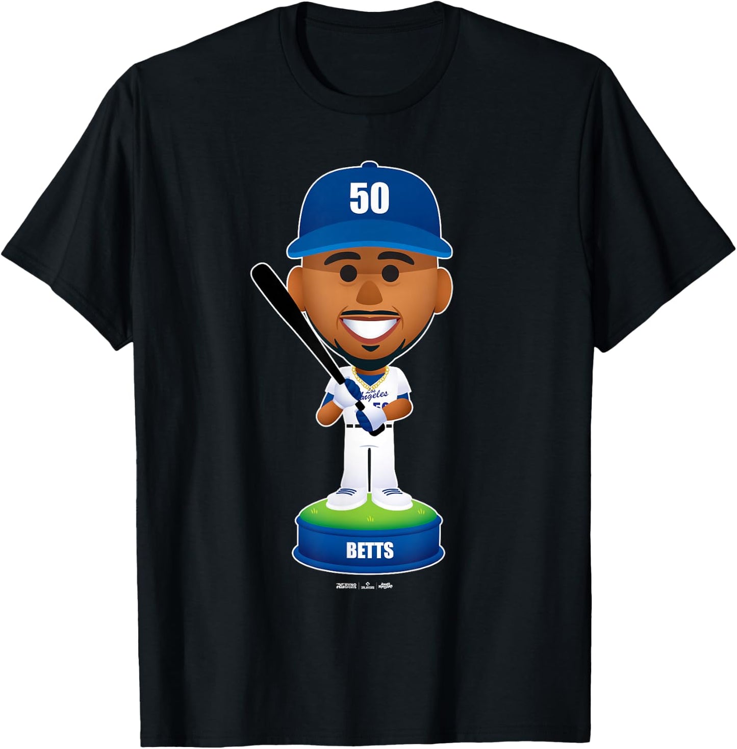Mookie Betts Los Angeles Baseball Bobblehead MLBPA T-Shirt - T-Shirt | Black