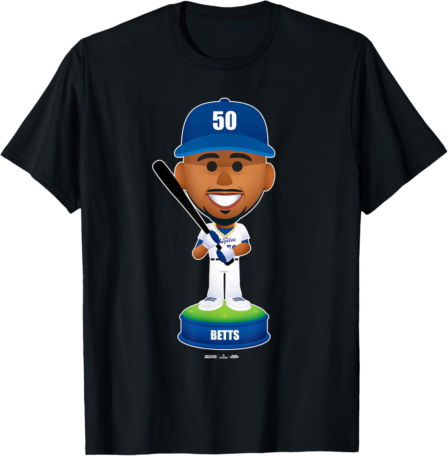 Mookie Betts Los Angeles Baseball Bobblehead MLBPA T-Shirt - T-Shirt | Black