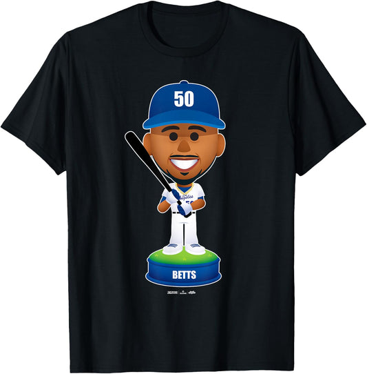 Mookie Betts Los Angeles Baseball Bobblehead MLBPA T-Shirt - T-Shirt | Black