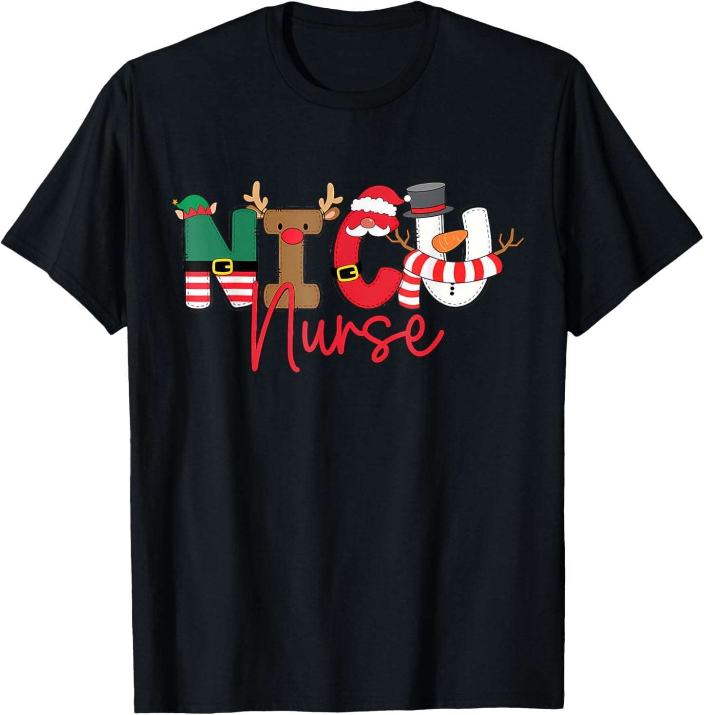 NICU Christmas Shirt NICU Nurse Xmas Party NICU Nursing T-Shirt - T-Shirt | Black