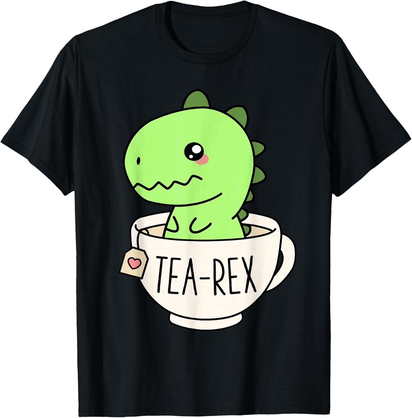 Tea-Rex Cute T-Rex Dinosaur Kawaii Funny Dino Pun T-Shirt - T-Shirt | Black
