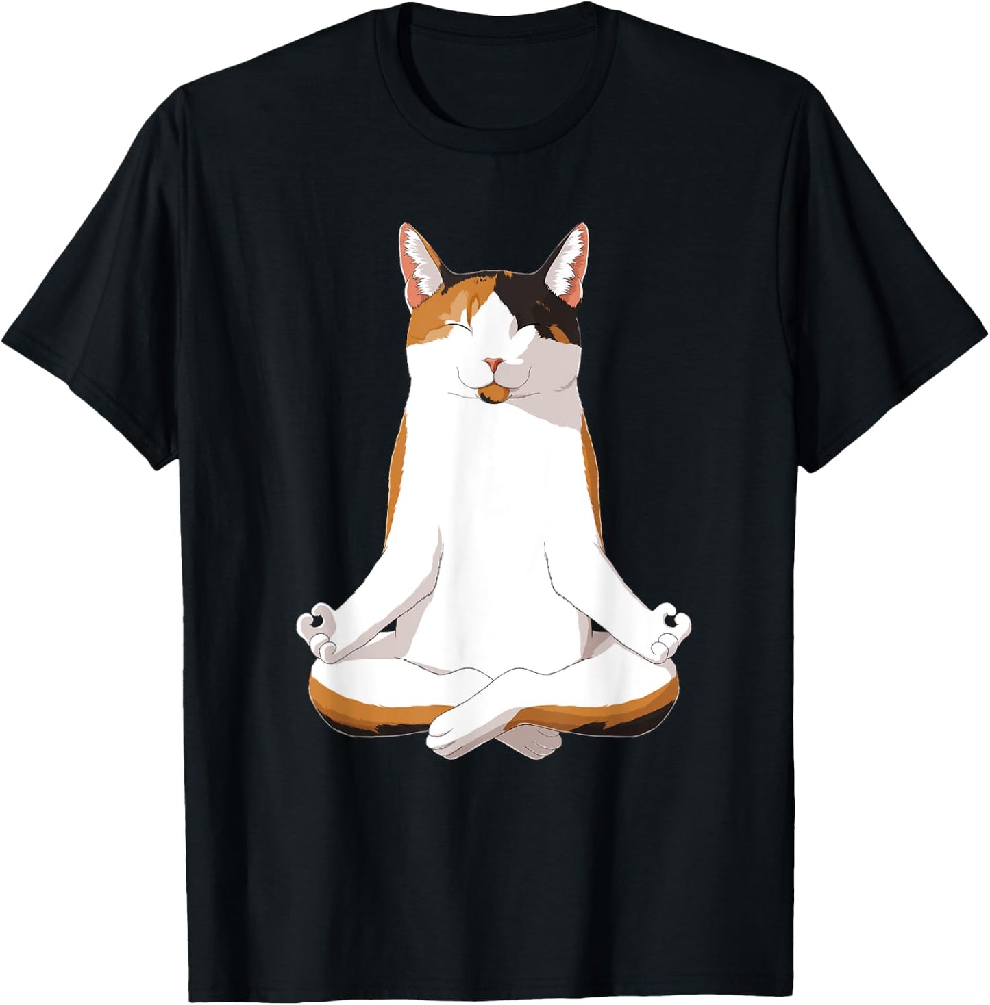 Yoga Calico Cat T-Shirt - T-Shirt | Black