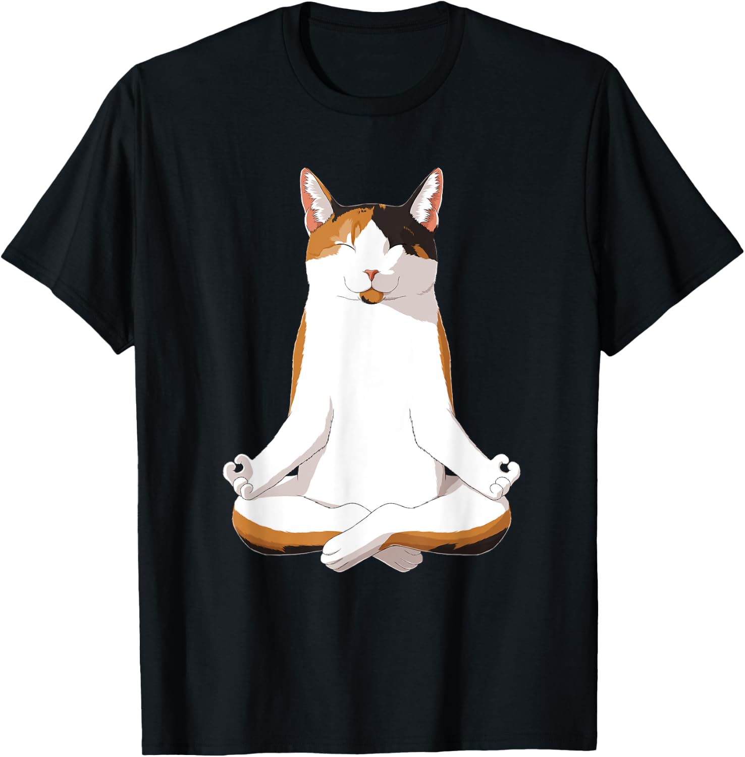 Yoga Calico Cat T-Shirt - T-Shirt | Black