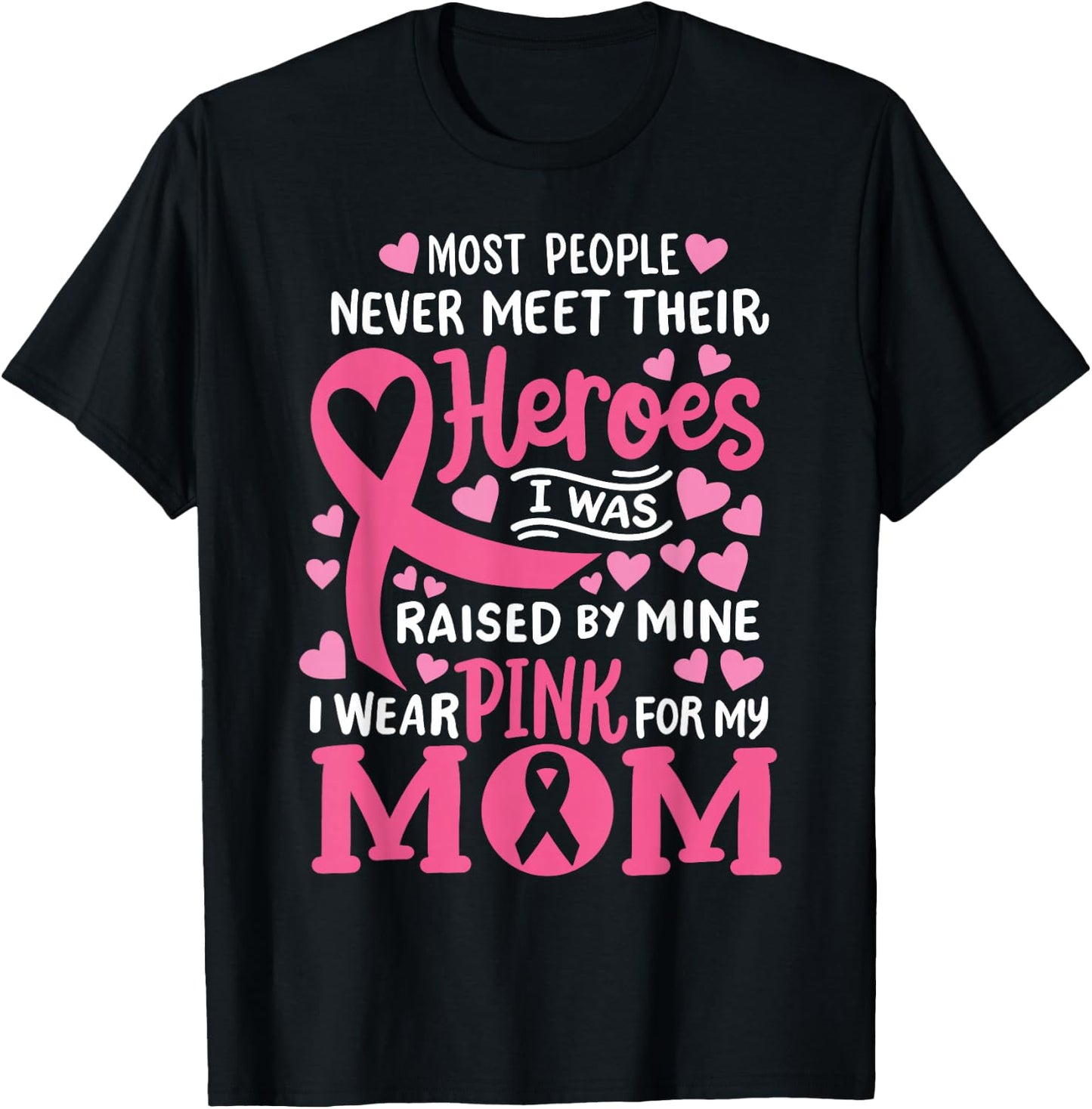 Breast Cancer Awareness Wear Pink For My Mom Support Kids T-Shirt - T-Shirt | Black