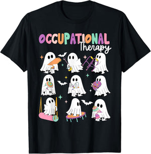 OT Occupational Therapy Halloween Retro Ghost OT Halloween T-Shirt - T-Shirt | Black