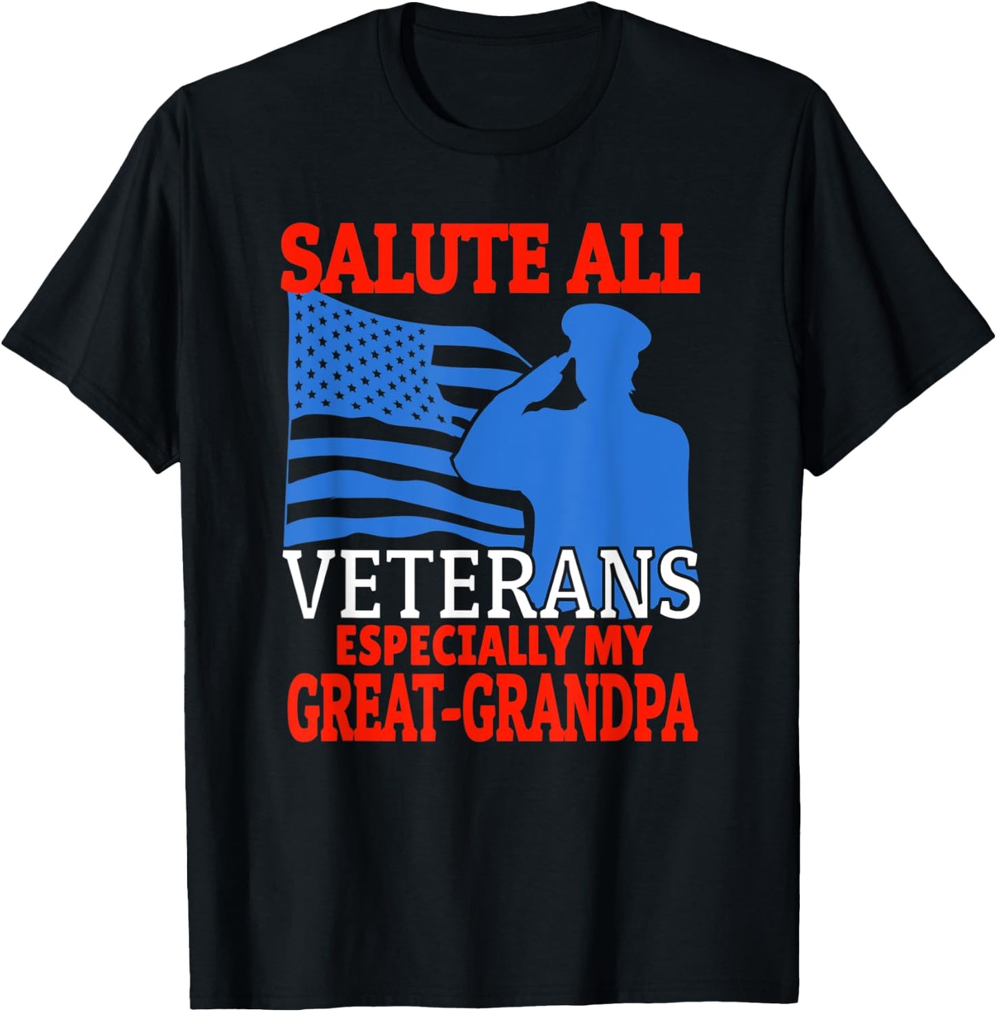 Veteran Granddaughter Grandson Support Great-Grandpa T-Shirt - T-Shirt | Black
