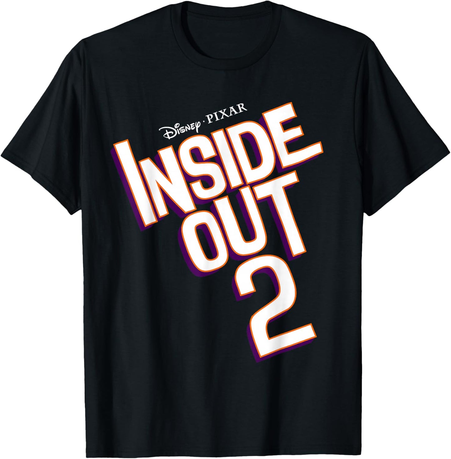 Disney Pixar Inside Out 2 Neon Outline Title Logo T-Shirt - T-Shirt | Black