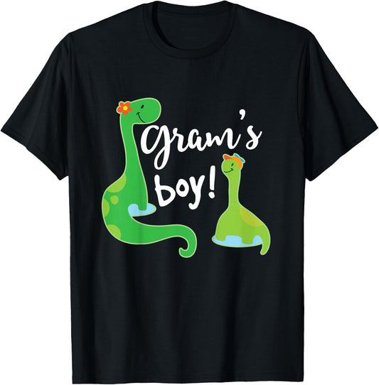 Kids Gram Loves Me Dinosaur Grandson T-Shirt - T-Shirt | Black