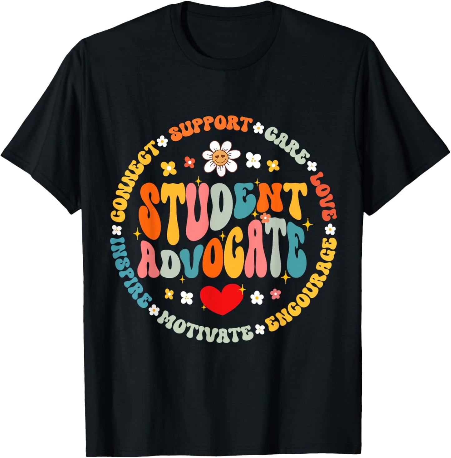 Groovy Student Advocate Appreciation Back to School T-Shirt - T-Shirt | Black