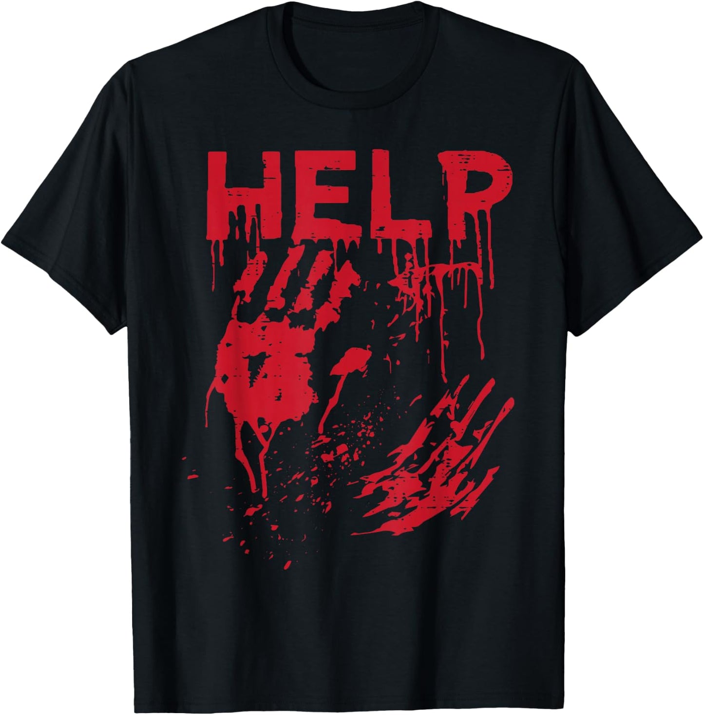 Halloween Help Blood Hands Funny Zombie Costume Men Women T-Shirt - T-Shirt | Black