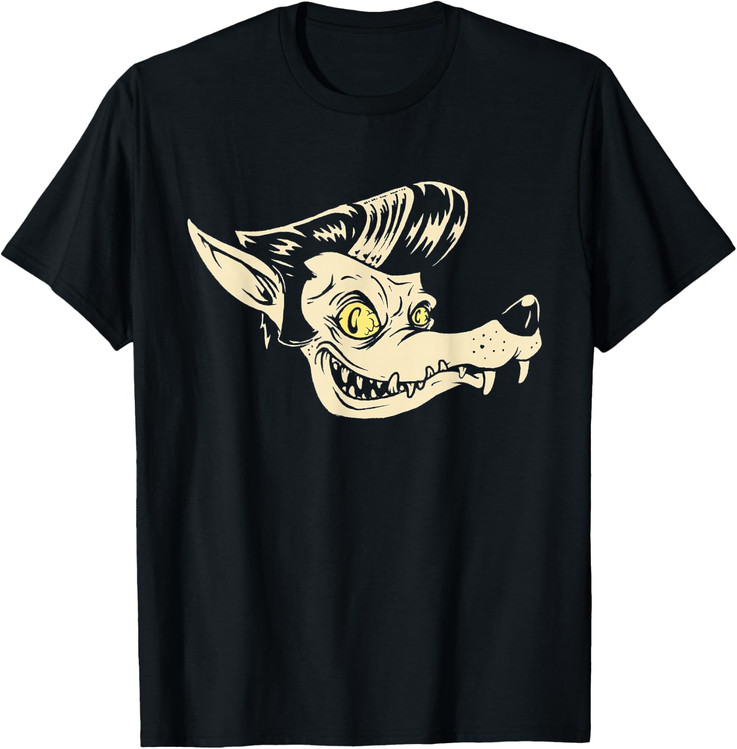 Horror Art - Rockabilly Wolf - Psychobilly Punk Art T-Shirt - T-Shirt | Black