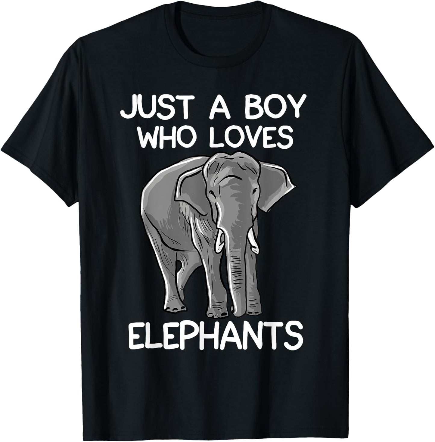 Just A Boy Who Loves Elephants Funny Elephant Lover Small T-Shirt - T-Shirt | Black