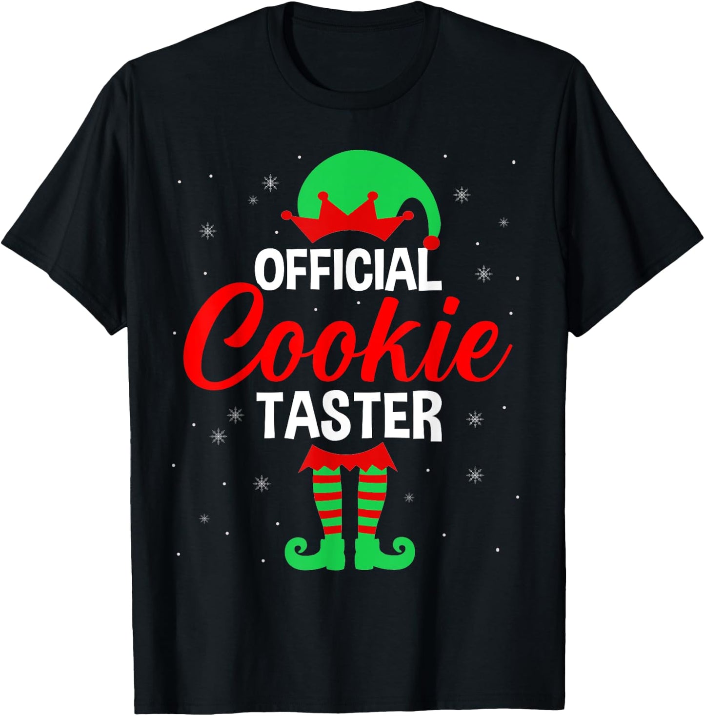 Official Cookie Taster Christmas Elf Lover Matching Family T-Shirt - T-Shirt | Black