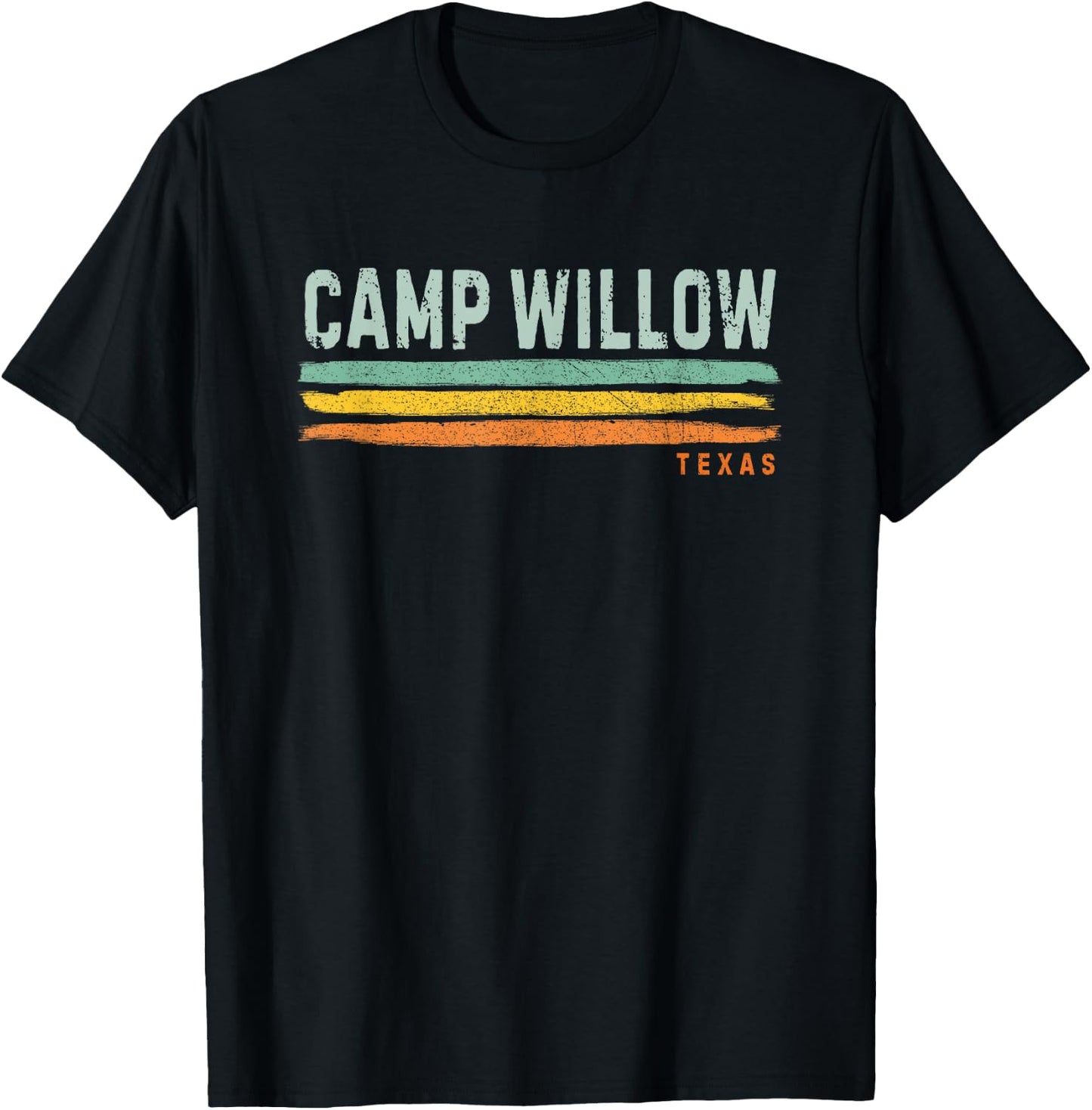 Vintage Stripes Camp Willow TX T-Shirt - T-Shirt | Black