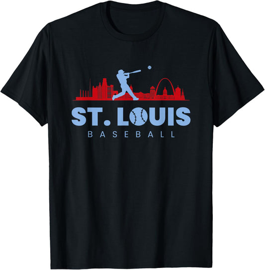 St Louis Baseball Vintage Minimalist Retro Baseball Lover T-Shirt - T-Shirt | Black