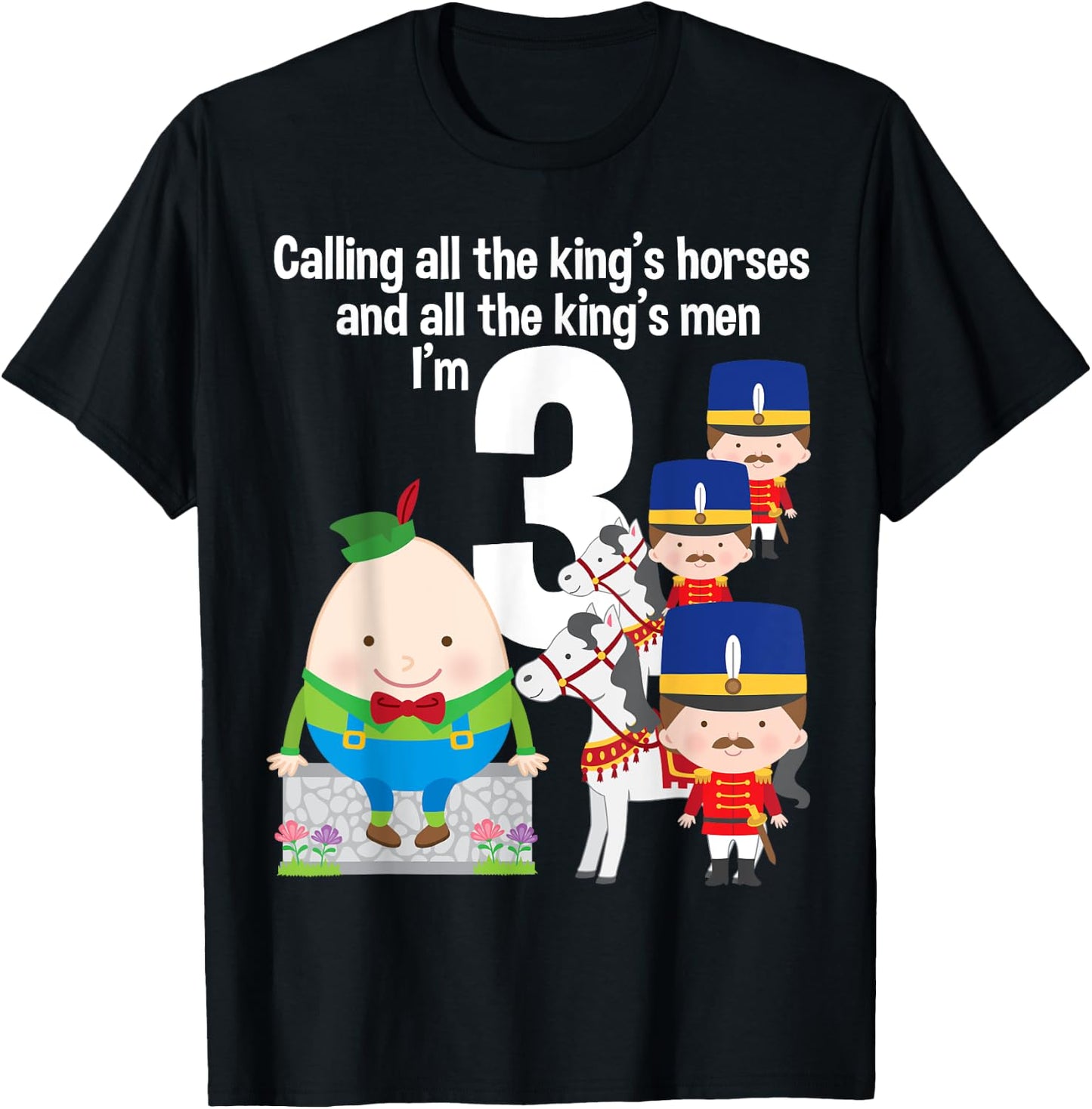 Toddler Kids Humpty Dumpty 3rd Birthday Party Nursery Song T-Shirt - T-Shirt | Black