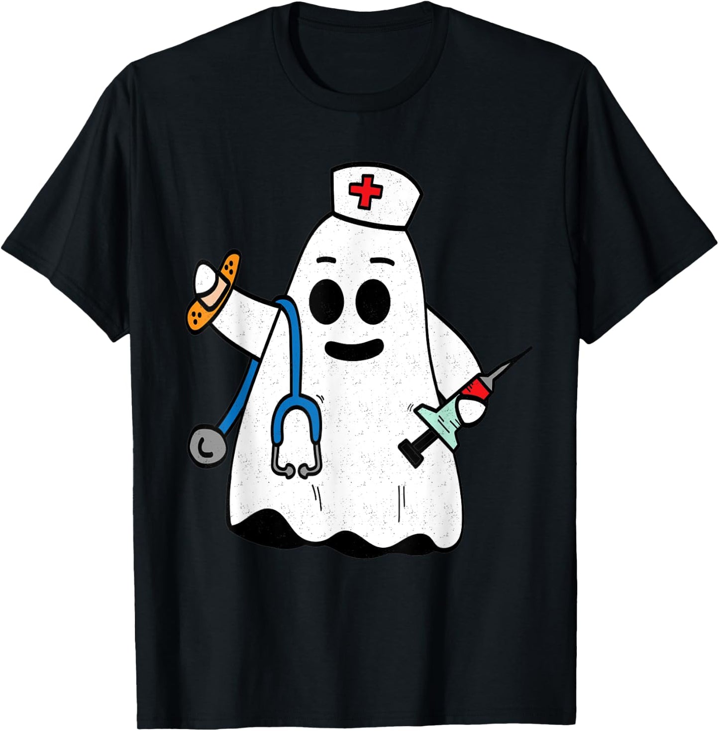 Nurse Ghost Scrub Cute Halloween Costume For Nurses Women RN T-Shirt - T-Shirt | Black