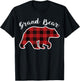 GRAND BEAR | Men Women Red Plaid Christmas PJ Family Pa Gift T-Shirt - T-Shirt | Black