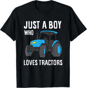 Just a Boy Who Loves Tractors T-Shirt - T-Shirt | Black