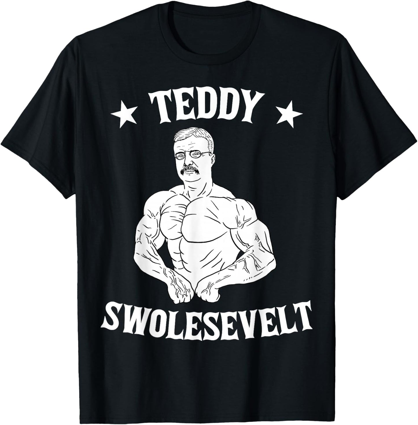 Teddy Roosevelt Theodore Swolesvelt Body Building USA Flag T-Shirt - T-Shirt | Black