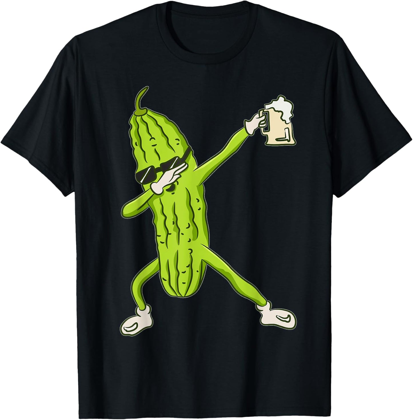 Dabbing Pickle Shir Dancing Cucumber lover Funny Gifts Beer T-Shirt - T-Shirt | Black
