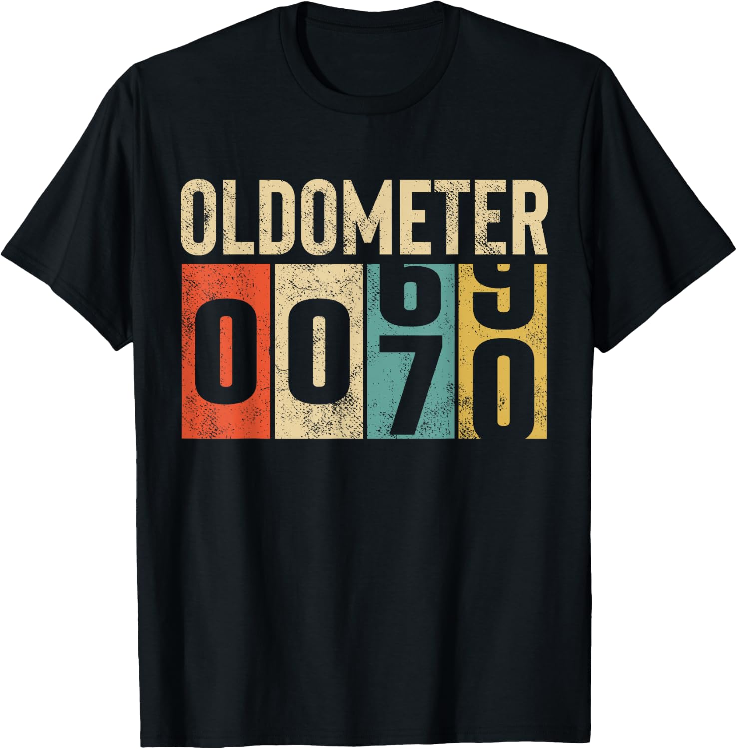 Funny 70 Years Old Oldometer Vintage 70th Birthday Odometer T-Shirt - T-Shirt | Black