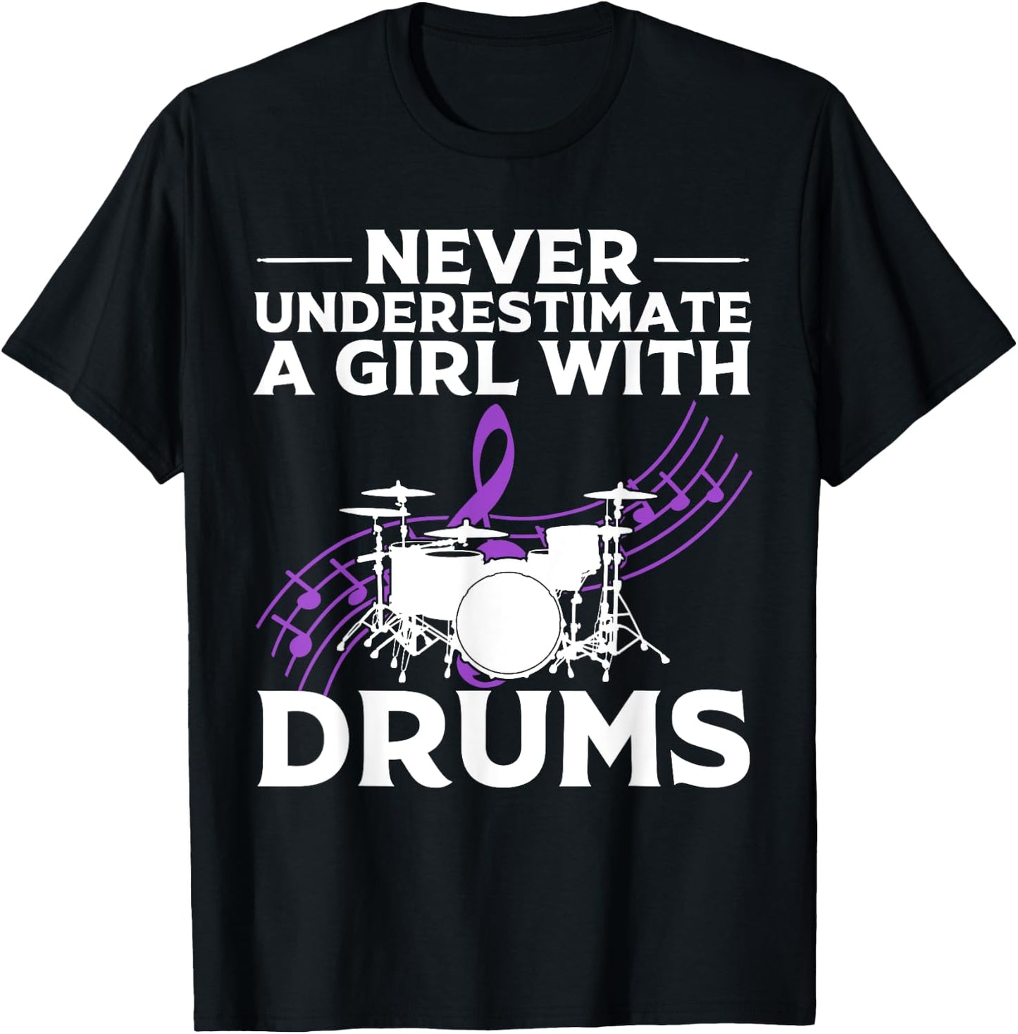 Funny Girl Drummer Gift Cool Rock And Roll Lady T-Shirt - T-Shirt | Black