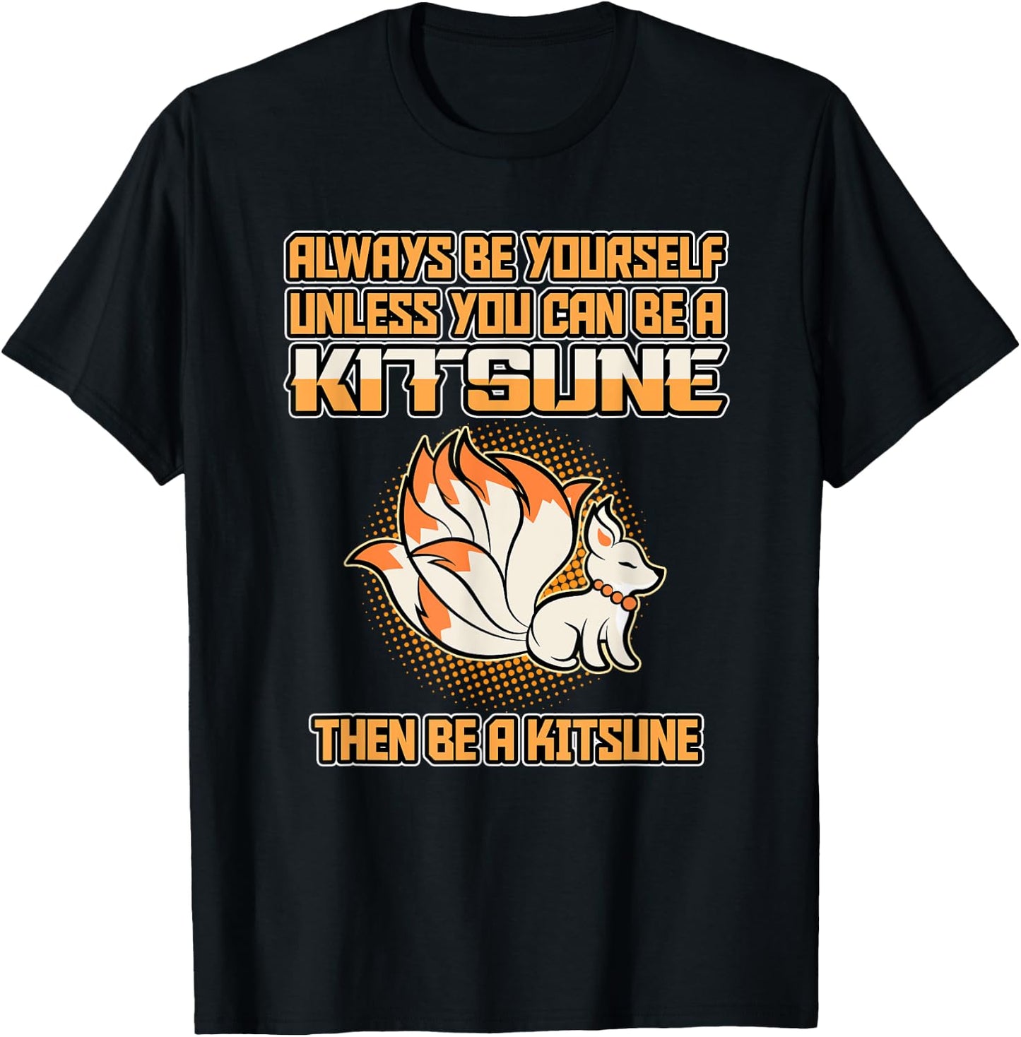 Japanese Fox Cute Funny Anime Kawaii Kitsune Kami Inari Fox T-Shirt - T-Shirt | Black