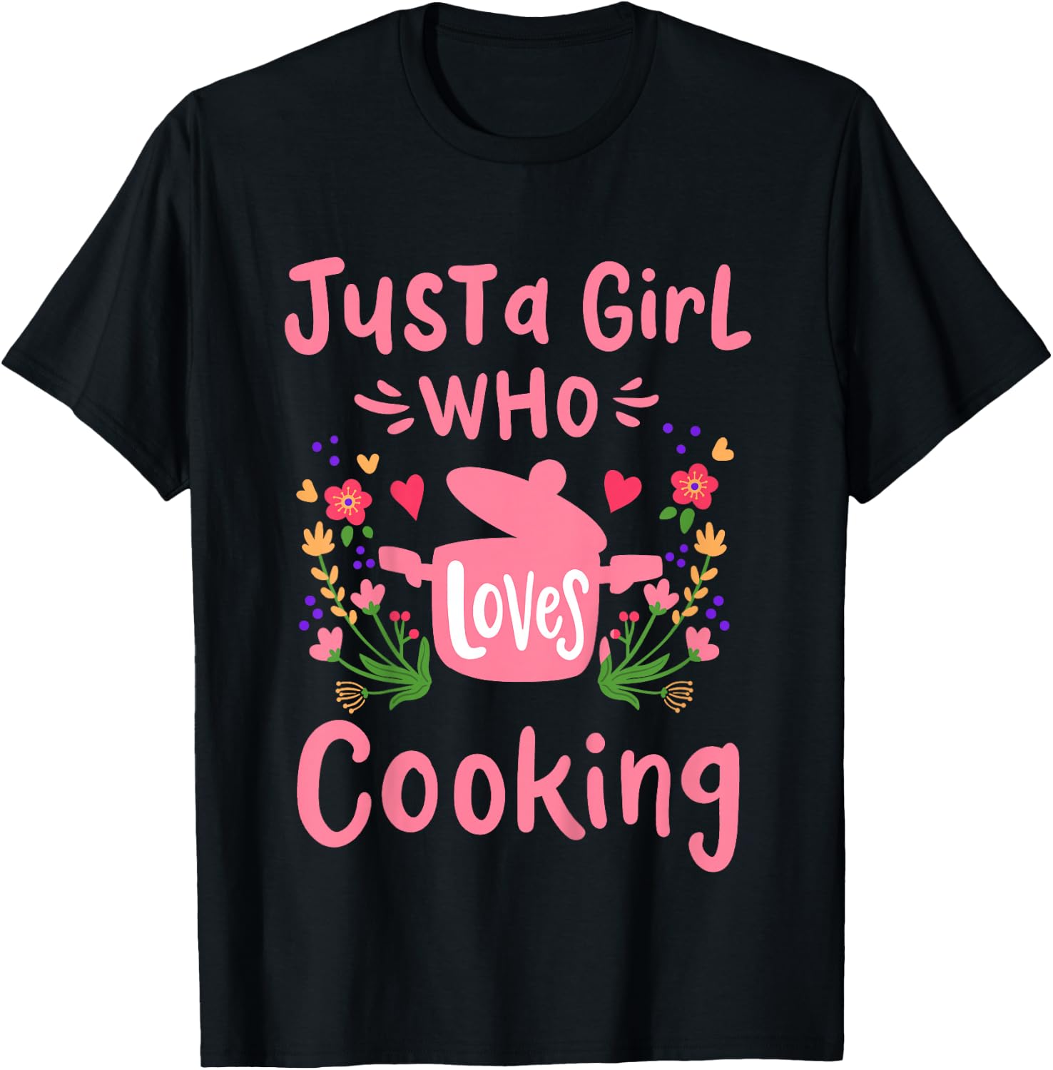 Kids Cook Chef Just A Girl Who Loves Cooking Gift T-Shirt - T-Shirt | Black