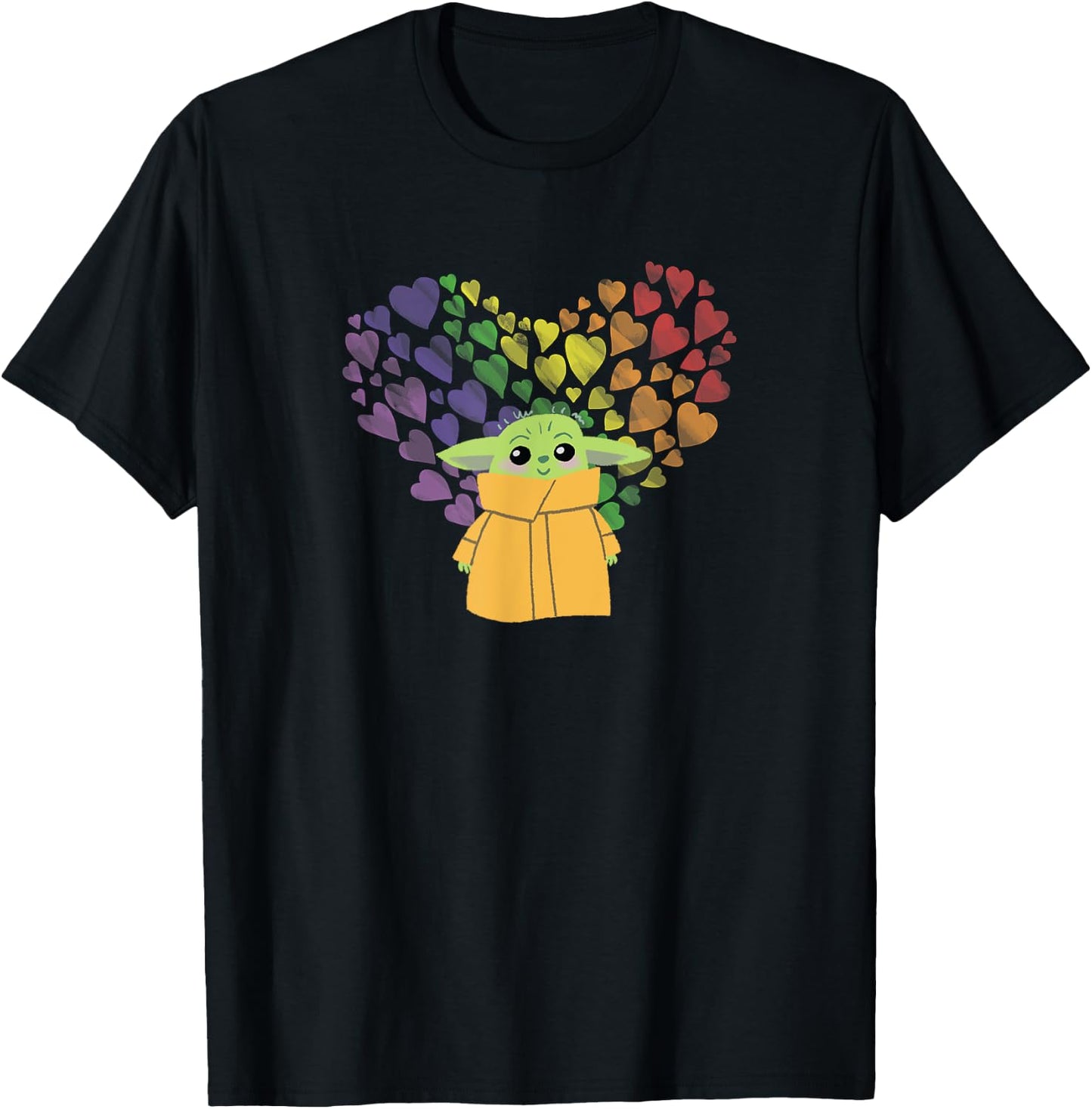Star Wars The Mandalorian The Child Rainbow Hearts T-Shirt - T-Shirt | Black